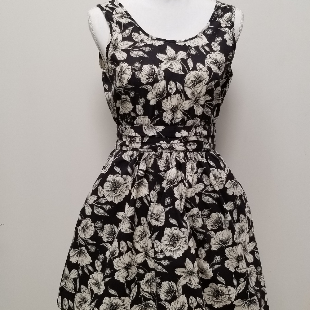 Forever21 Blue-black and Cream floral mini dress